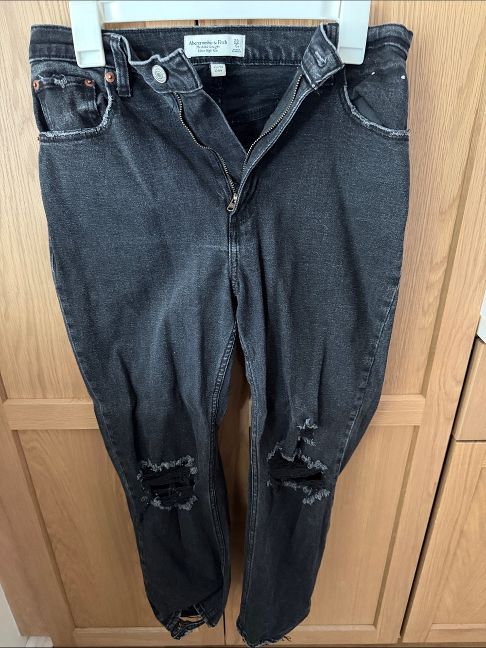 Abercrombie & Fitch Womens Black Curve Love Ankle Straight Ultra High Rise Jeans
